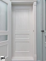 Межкомнатные двери от производителя шпонированные Калина Тон 27 Ясень жемчуг, стекло Лондон светлое