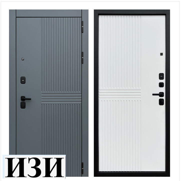 Входные двери Вектор МДФ 10мм Серый матовая / Белый матовая дверь для квартиры