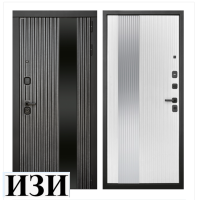 Входные двери Тиана ,квартира вставка - зеркало графит с гравировкой