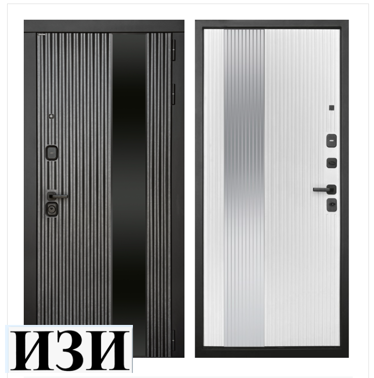 Входные двери Тиана ,квартира вставка - зеркало графит с гравировкой