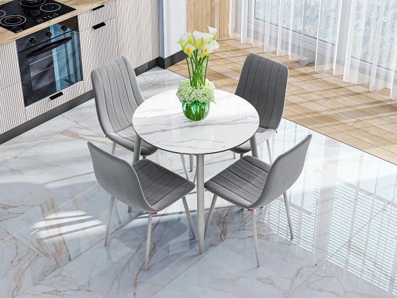 Стол Uni-Form-R.2B SGrey/White Gloss Marble