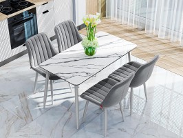 Стол Uni-Form-S2.2B SGrey/White Gloss Marble