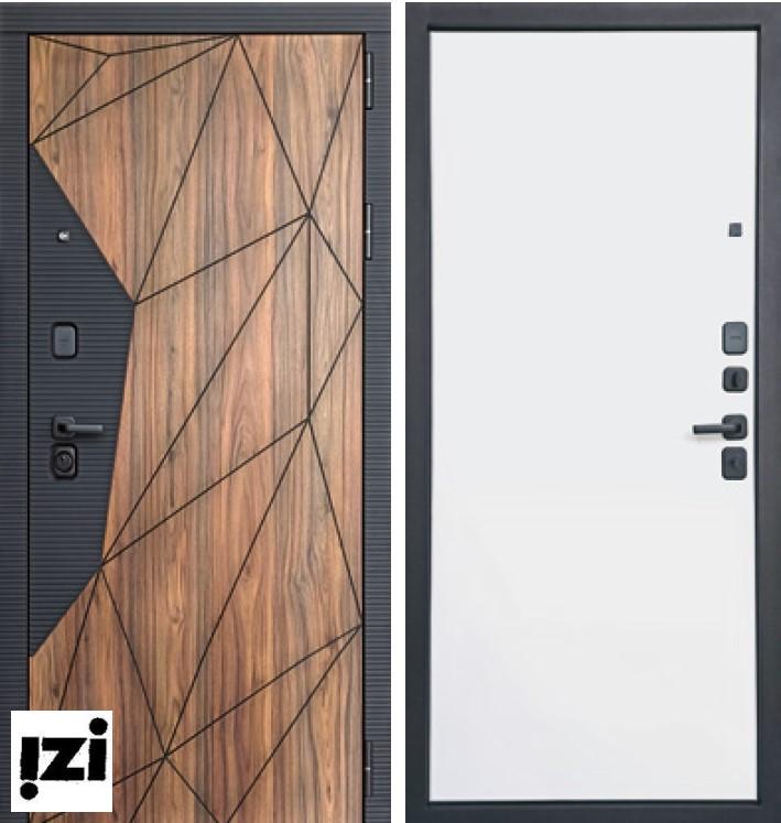Входные двери Милан черный и орех коньяк, МДФ 10 мм, пленка софт Белый , без фрезеровки) дверь квартира