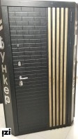 Входные двери  Оскар цвет бетон черный , вертикальные вставки МДФ дуб понтийский , белый матовый, зеркало