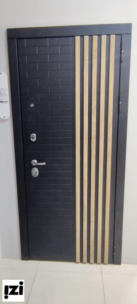 Входные двери  Оскар цвет бетон черный , вертикальные вставки МДФ дуб понтийский , белый матовый, зеркало