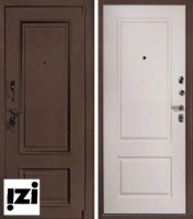 Входные двери Эталон 2 муар коричневый / белый матовый дверь уличная