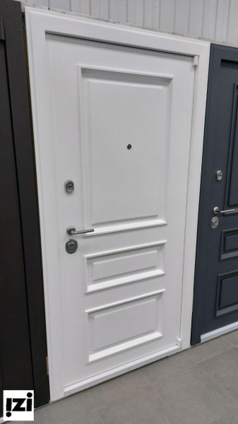 Входные двери Антарес Дверь « Виктория белая с металлическими филенками »