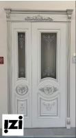 Межкомнатные двери Изабелла 2100мм, эмаль белая, серебро