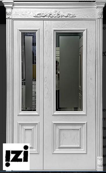 Межкомнатные двери Маркиз 2100мм, шпон, эмаль белая стекло