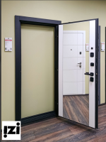 Входная дверь OIKO ACOUSTIC Art Black/Reflex Софт белый зеркало