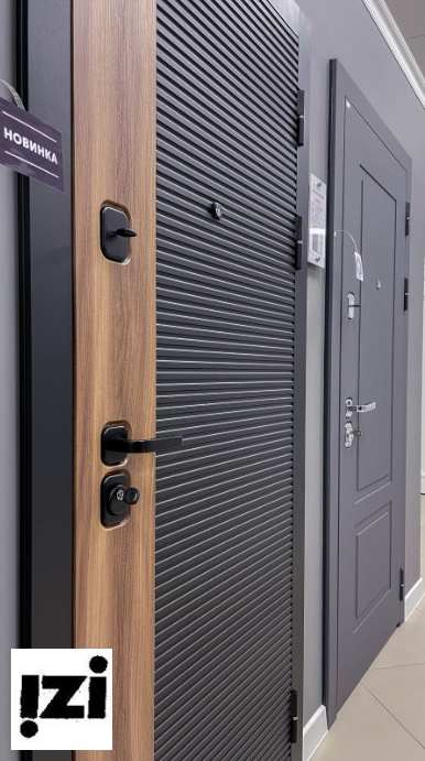 Входная дверь OIKO ACOUSTIC Art Black/Wood/K2 Софт белый