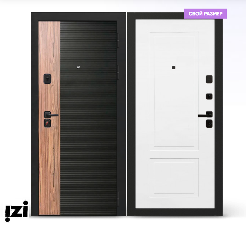 Входная дверь OIKO ACOUSTIC Art Black/Wood/K2 Софт белый