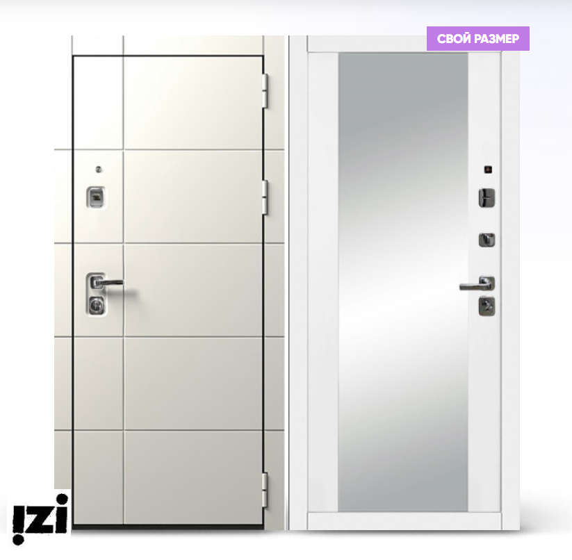 Входная дверь OIKO ACOUSTIC Grafika-2 WhiteK2 Софт белый зеркало