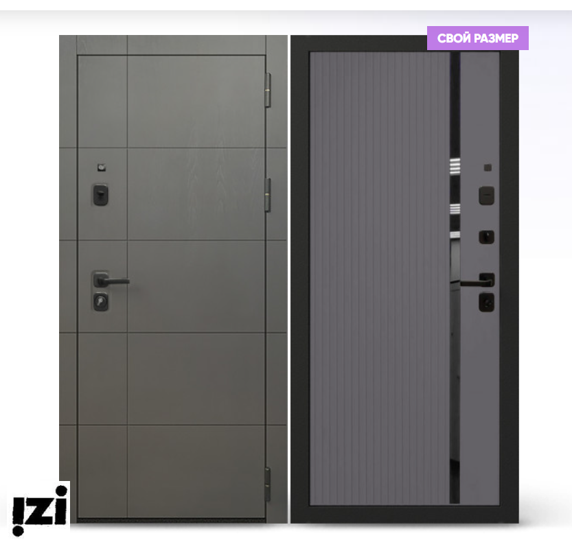 Входная дверь OIKO ACOUSTIC Grafika-2 Grafit Wood/Art Софт серый