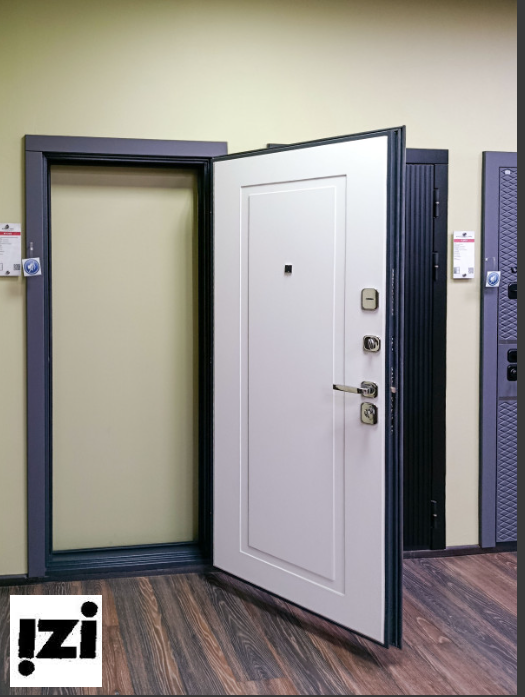 Входная дверь OIKO ACOUSTIC Grafika-2 Grafit Wood/K1 Софт белый