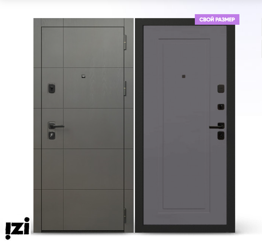 Входная дверь OIKO ACOUSTIC Grafika-2 Grafit Wood/K1 Софт серый