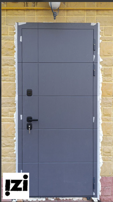 Входная дверь OIKO ACOUSTIC Grafika-2 Grafit Wood/K2 Софт белый