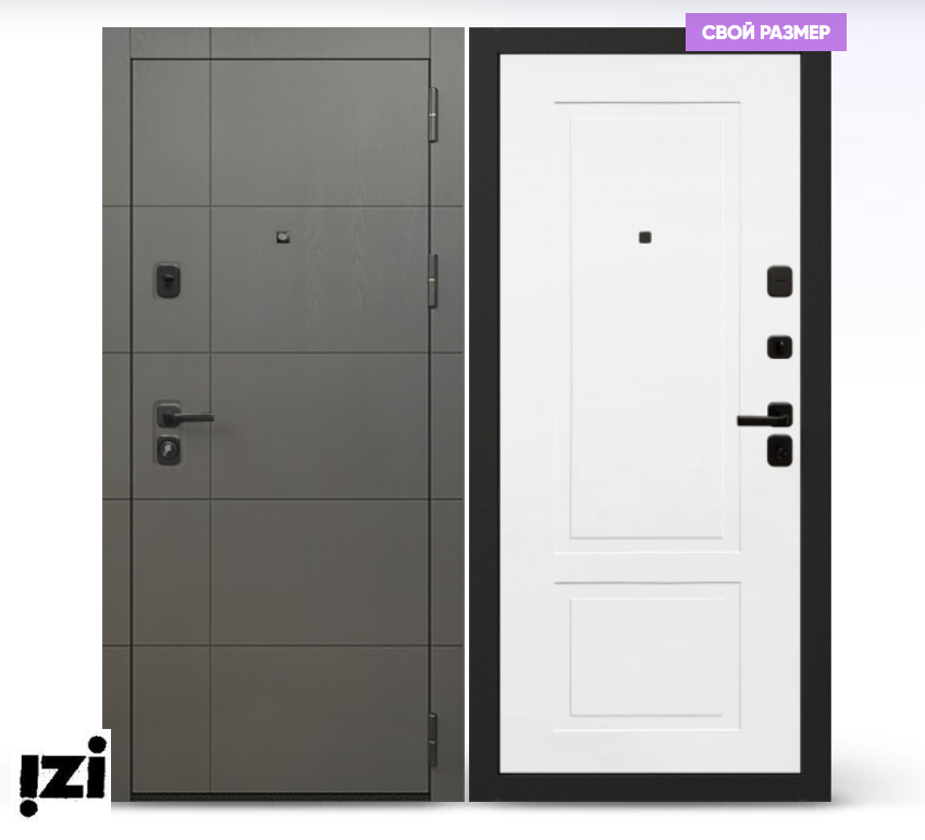 Входная дверь OIKO ACOUSTIC Grafika-2 Grafit Wood/K2 Софт белый