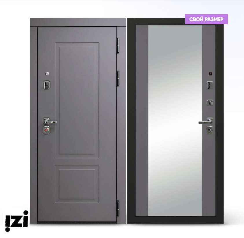 Входная дверь OIKO ACOUSTIC K2 Grey Soft/Reflex Софт серый зеркало