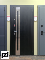 Входная дверь OIKO Standart Black Line / Белый зеркало