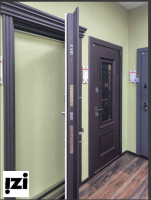 Входная дверь OIKO T 110 SP 1 Муар 8019/9003/Белый терморазрыв