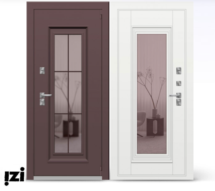 Входная дверь OIKO T 110 SP 1 Муар 8019/9003/Белый терморазрыв