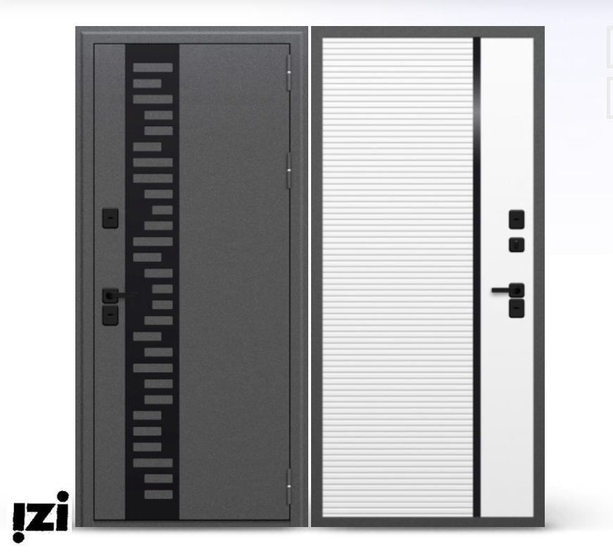 Входная дверь OIKO Termo 401 Антик серый / Белый терморазрыв