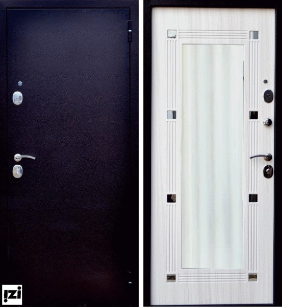 ВХОДНЫЕ ДВЕРИ Роста New. МДФ-панель 12 мм, Сандал белый+зеркало, +зеркало. дверь металлическая для квартиры и улицы