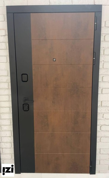 Входные двери Краснодара СТОУН ПВХ Коричневый камень 57804-77, вставка Черный Кварц ZB 999-2 двери для квартиры