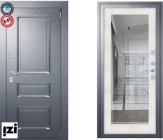 Входные двери Краснодара Porta T-4 403/П15 Букле Графит/Bianco Veralinga (терморазрыв) зеркало ТЕРМОРАЗРЫВ  двери для улицы,коттеджа квартиры