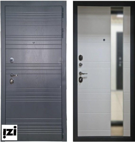 Входные двери ЛИГА Покрытие снаружи: МДФ 10мм (Антрацид) зеркало  ,дверь для квартиры