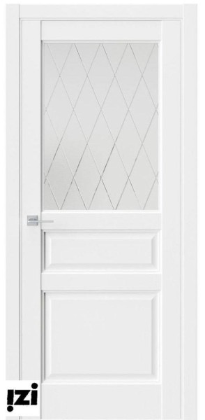 Двери SE5/SE8 Экошпон -Белый Emlayer (матовый) Стекло- Сатинат гравировка
