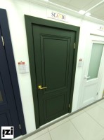 Межкомнатные двери ЮДеканто бархат зеленый ( Погонаж телескоп) стекло