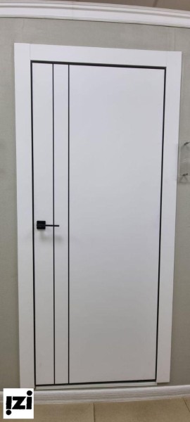 Межкомнатные двери TAMBURAT 4105 БЕЛЫЙ СУПЕРМАТ (Чёрная ал.кромка)