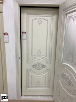 Межкомнатные двери Моцарт эмаль ral 9010 + патина серебро (погонаж обычный) стекло