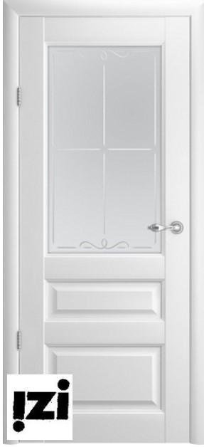 Межкомнатные двери Полотно остекленное Vinyl Эрмитаж-2  белый стекло мателюкс с алмазной гравировкой "Галерея"