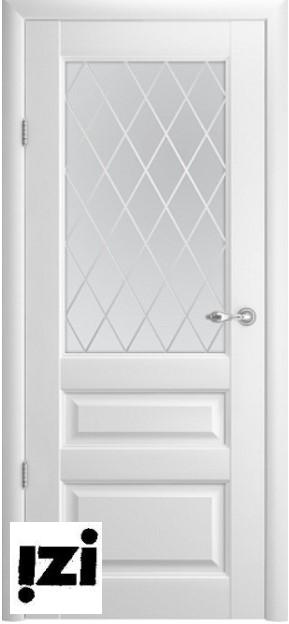 Межкомнатные двери Полотно остекленное Vinyl Эрмитаж-2  белый стекло мателюкс с алмазной гравировкой "Ромб"