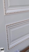 Межкомнатные двери Полотно остекленное Vinyl Версаль-1  белый стекло мателюкс с алмазной гравировкой . Патина золото