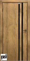 Межкомнатные двери СВ2 Каштан янтарный Черное Стекло черная кромка с 4-х сторон