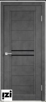 Межкомнатные двери Дверь NEXT 2 муар темно-серый (ПОС, лакобель черное, 2000мм, 40мм, экошпон, муар темно-серый)