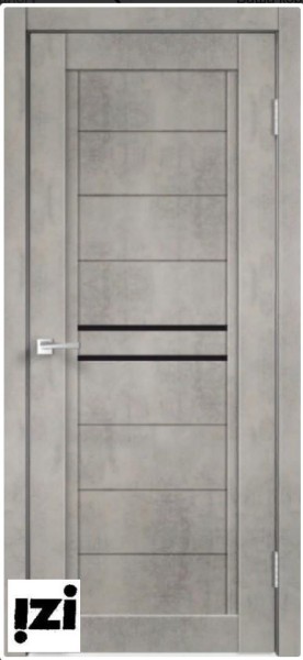 Межкомнатные двери Дверь NEXT 2 муар светло-серый (ПОС, лакобель черное, 2000мм, 40мм, экошпон, муар светло-серый)