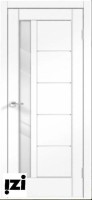 Межкомнатные двери Дверь PREMIER 3 ясень белый структур.ПОС, лакобель белое, 2000мм, 40мм, Soft-touch, ясень белый структурный)