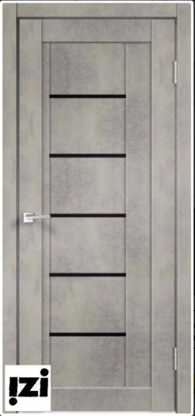 Межкомнатные двериДверь NEXT 3 муар светло-серый ПОС, лакобель черное, 2000мм, 40мм, экошпон, муар светло-серый)