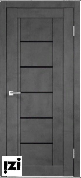 Межкомнатные двери Дверь Дверь NEXT 3 муар темно-серый ПОС, лакобель черное, 2000мм, 40мм, экошпон, муар темно-серый)