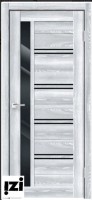 Межкомнатные двери Дверь X-LINE 1 клен айс ПОС, лакобель черное, 2000мм, 40мм, экошпон, клен айс)