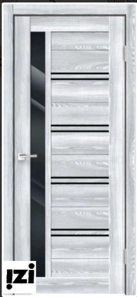 Межкомнатные двери Дверь X-LINE 1 клен айс ПОС, лакобель черное, 2000мм, 40мм, экошпон, клен айс)