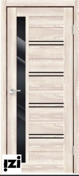 Межкомнатные двери Дверь X-LINE 1 клен крем  ПОС, лакобель черное, 2000мм, 40мм, экошпон, клен крем)