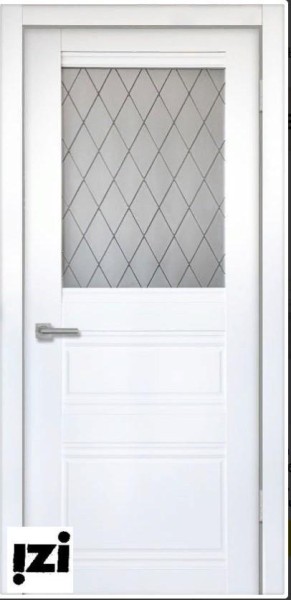 Межкомнатные двери Дверь Гамма ПО/Сатинат рисунок Ромб, Винил белый ПОС, ромб, 2000мм, 38мм, Soft-touch, белый)