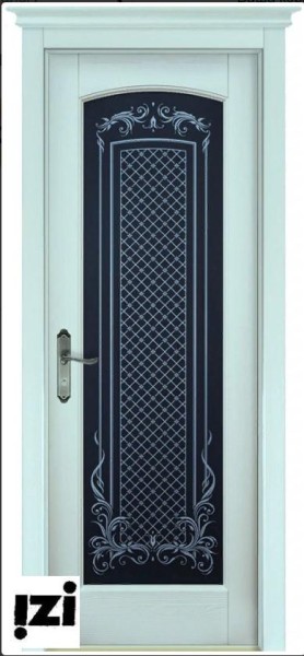 Межкомнатные двери Дверь ЗАКАЗНЫЕ Дверь Витраж структур. СКАЙ  ПОС, 2000мм, 40мм, натуральный массив сосны структурир., скай)