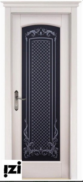 Межкомнатные двери Дверь ЗАКАЗНЫЕ Дверь Витраж структур. СЛОНОВАЯ КОСТЬ ПОС, 2000мм, 40мм, натуральный массив сосны структурир., слоновая кость)